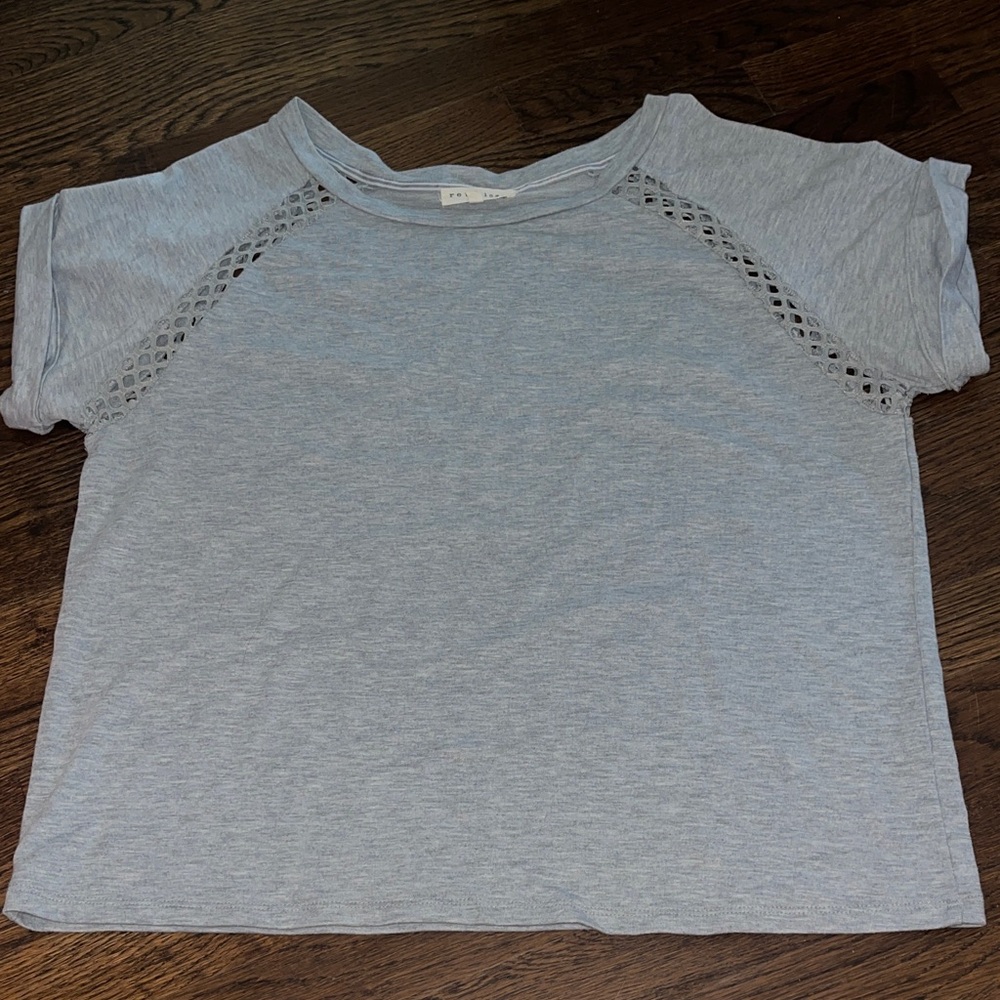 Stylish Gray Short Sleeve Women's Top with cutouts